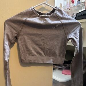 Gymshark taupe Long Sleeve Crop Top